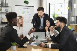 Sustainable leadership and ESG strategy in a modern corporate workplace